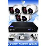 PICAM 6 Kameralı Kare 3 İç Kamera Set HDD'siz Full HD Gece Görüşlü Güvenlik Kamerası Sistemi