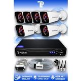 PICAM 6 Kameralı Kare 6 Dış Kamera Set HDD'siz Full HD Gece Görüşlü Güvenlik Kamerası Sistemi