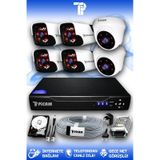 PICAM 6 Kameralı Panda 2 İç Kamera Set 100 GB HDD Full HD Gece Görüşlü Güvenlik Kamerası Sistemi