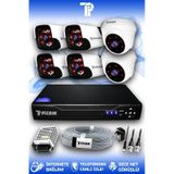 PICAM 6 Kameralı Panda 2 İç Kamera Set HDD'siz Full HD Gece Görüşlü Güvenlik Kamerası Sistemi