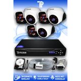 PICAM 6 Kameralı Panda 3 İç Kamera Set 100 GB HDD Full HD Gece Görüşlü Güvenlik Kamerası Sistemi