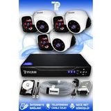 PICAM 6 Kameralı Panda 3 İç Kamera Set 500 GB HDD Full HD Gece Görüşlü Güvenlik Kamerası Sistemi