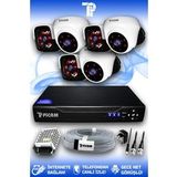 PICAM 6 Kameralı Panda 3 İç Kamera Set HDD'siz Full HD Gece Görüşlü Güvenlik Kamerası Sistemi