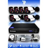PICAM 6 Kameralı Panda 6 Dış Kamera Set 100 GB HDD Full HD Gece Görüşlü Güvenlik Kamerası Sistemi