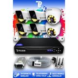 Picam 6 Kameralı Süper 2 İç Kamera Set HDD'siz 5 MP Full HD Renkli Gece Görüşlü Güvenlik Kamerası Sistemi