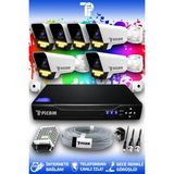 Picam 6 Kameralı Süper 6 Dış Kamera Set HDD'siz 5 MP Full HD Renkli Gece Görüşlü Güvenlik Kamerası Sistemi