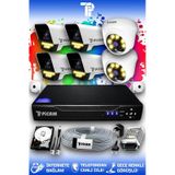 Picam 6 Kameralı Ultra 2 İç Kamera Set 1 TB 5 MP 2K Net Renkli Gece Görüşlü Güvenlik Kamerası Sistemi