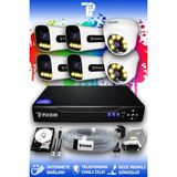Picam 6 Kameralı Ultra 2 İç Kamera Set 2 TB 5 MP 2K Net Renkli Gece Görüşlü Güvenlik Kamerası Sistemi