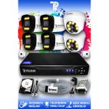 Picam 6 Kameralı Ultra 2 İç Kamera Set 320 GB 5 MP 2K Net Renkli Gece Görüşlü Güvenlik Kamerası Sistemi