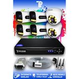 Picam 6 Kameralı Ultra 2 İç Kamera Set HDD'siz 5 MP 2K Net Renkli Gece Görüşlü Güvenlik Kamerası Sistemi