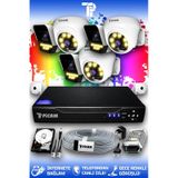 Picam 6 Kameralı Ultra 3 İç Kamera Set 100 GB 5 MP 2K Net Renkli Gece Görüşlü Güvenlik Kamerası Sistemi
