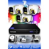 Picam 6 Kameralı Ultra 3 İç Kamera Set 500 GB 5 MP 2K Net Renkli Gece Görüşlü Güvenlik Kamerası Sistemi