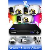 Picam 6 Kameralı Ultra 3 İç Kamera Set HDD'siz 5 MP 2K Net Renkli Gece Görüşlü Güvenlik Kamerası Sistemi