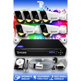 Picam 6 Kameralı Ultra 6 Dış Kamera Set 1 TB 5 MP 2K Net Renkli Gece Görüşlü Güvenlik Kamerası Sistemi