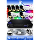 Picam 6 Kameralı Ultra 6 Dış Kamera Set HDD'siz 5 MP 2K Net Renkli Gece Görüşlü Güvenlik Kamerası Sistemi