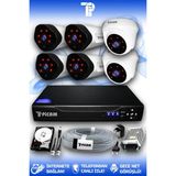 PICAM 6 Kameralı Uzay 2 İç Kamera Set 1 TB HDD Full HD Gece Görüşlü Güvenlik Kamerası Sistemi
