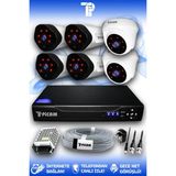 PICAM 6 Kameralı Uzay 2 İç Kamera Set HDD'siz Full HD Gece Görüşlü Güvenlik Kamerası Sistemi