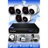 PICAM 6 Kameralı Uzay 3 İç Kamera Set 1 TB HDD Full HD Gece Görüşlü Güvenlik Kamerası Sistemi