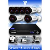 PICAM 6 Kameralı Uzay 6 Dış Kamera Set 2 TB HDD Full HD Gece Görüşlü Güvenlik Kamerası Sistemi