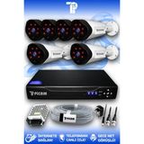 PICAM 6 Kameralı Uzay 6 Dış Kamera Set HDD'siz Full HD Gece Görüşlü Güvenlik Kamerası Sistemi
