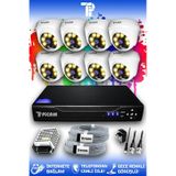 PICAM 8 Kameralı Dome 8 İç Kamera Set HDD'siz Full HD Renkli Gece Görüşlü Güvenlik Kamerası Sistemi