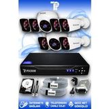 PICAM 8 Kameralı Kare 2 İç Kamera Set 2 TB HDD Full HD Gece Görüşlü Güvenlik Kamerası Sistemi