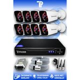 PICAM 8 Kameralı Kare 8 Dış Kamera Set HDD'siz Full HD Gece Görüşlü Güvenlik Kamerası Sistemi