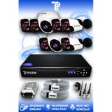 PICAM 8 Kameralı Panda 2 İç Kamera Set HDD'siz Full HD Gece Görüşlü Güvenlik Kamerası Sistemi