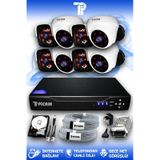 PICAM 8 Kameralı Panda 4 İç Kamera Set 1 TB HDD Full HD Gece Görüşlü Güvenlik Kamerası Sistemi