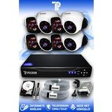 PICAM 8 Kameralı Panda 4 İç Kamera Set 250 GB HDD Full HD Gece Görüşlü Güvenlik Kamerası Sistemi