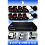 PICAM 8 Kameralı Panda 8 Dış Kamera Set 100 GB HDD Full HD Gece Görüşlü Güvenlik Kamerası Sistemi