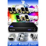 Picam 8 Kameralı Süper 2 İç Kamera Set HDD'siz 5 MP Full HD Renkli Gece Görüşlü Güvenlik Kamerası Sistemi