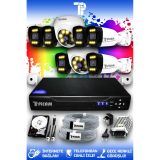 Picam 8 Kameralı Ultra 2 İç Kamera Set 500 GB 5 MP 2K Net Renkli Gece Görüşlü Güvenlik Kamerası Sistemi