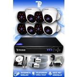PICAM 8 Kameralı Uzay 4 İç Kamera Set 320 GB HDD Full HD Gece Görüşlü Güvenlik Kamerası Sistemi