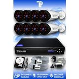 PICAM 8 Kameralı Uzay 8 Dış Kamera Set 2 TB HDD Full HD Gece Görüşlü Güvenlik Kamerası Sistemi