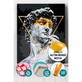 Picasso World Hobby Art Altın Varak Sayılarla Boyama Numaralı Tuval Seti Fırça Boya Dahil 40x50 Cm Mitolojik Heykel