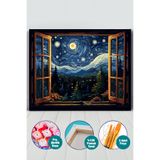 Picasso World Hobby Art Sayılarla Boyama Numaralı Tuval Seti Fırça Boya Dahil 40x50 Cm Işıltılı Yıldızlı Gece