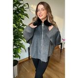 Picco Boutique Yeni Sezon Kadın Kaşe Şık Mont Kaban Içi Astarlı Kürk Peluş Yaka Detaylı - Gri