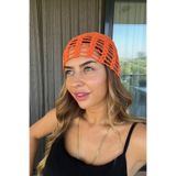PİCCO El Örgüsü Pul Detaylı File Bere Şapka Yazlık Tığ İşi Kadın Aksesuar Bohem Plaj Tatil Festivali Crochet Beach Hat Summer