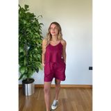 PİCCO Keten Crop Top Şort Kadın Takım İkili Set Yazlık İnce Askılı V Yaka Bağcıklı Şort Günlük Plaj Tatil Kombini Linen Two Piece Set