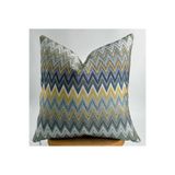 Piccotton Home Dekoratif Zigzag Desenli Dokuma Kırlent Kılıfı Mavi Hardal Jakarlı Modern Salon Koltuk Yastık Kılıfı 40x40 45x45 50x50 55x55