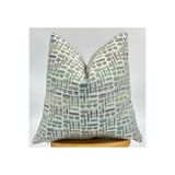Piccotton Home Dokulu Dekoratif Yastık Kılıfı Yeşil Gri Geometrik Desenli Modern Salon Koltuk Kırlent Kılıfı Fermuarlı