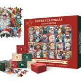 PICKFORU Noel Advent Takvimi 2024 Yetişkinler için Yapbozlar 1000 Parça, Kedi Mozaik Vitray Yapboz Geri Sayım Takvimi, Ev Dekoru Olarak Renkli Hayvan Noel Yapbozları