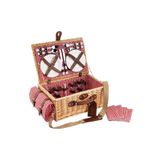 Picnic&co Piknik Sepeti 4 Kişilik El Yapımı Hasır Piknik Seti Kırmızı Pötikare Desenli (NZ-31)