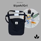 Picnipack™-5'i 1 Arada Şık Çanta - Piknik Örtüsü,market Çantası,yoga Matı,plaj Çantası,köpek Matı,anne Çantası - Siyah-Gri
