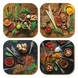 Pictor Gift Hediyelik Metal Mantar Tabanlı Be The Spice Of Life Baharat 4'lü Bardak Altlığı Seti