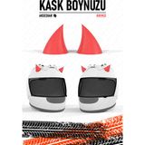 Piduma Motosiklet Kaskı Şeytan Boynuzu Motosiklet Kask Boynuzu Motosiklet Aksesuarları - Kırmızı