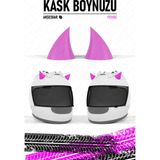 Piduma Motosiklet Kaskı Şeytan Boynuzu Motosiklet Kask Boynuzu Motosiklet Aksesuarları - Pembe