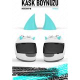 Piduma Motosiklet Kaskı Şeytan Boynuzu Motosiklet Kask Boynuzu Motosiklet Aksesuarları - Turkuaz