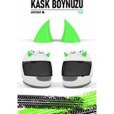Piduma Motosiklet Kaskı Şeytan Boynuzu Motosiklet Kask Boynuzu Motosiklet Aksesuarları - Yeşil